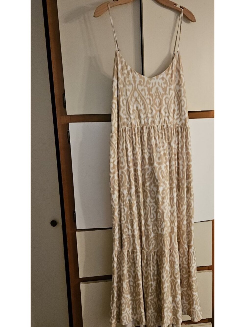 Emily Daniels Plus Size 3x Tan Maxi Dress Ikat Pattern Nwt - Picture 2 of 7